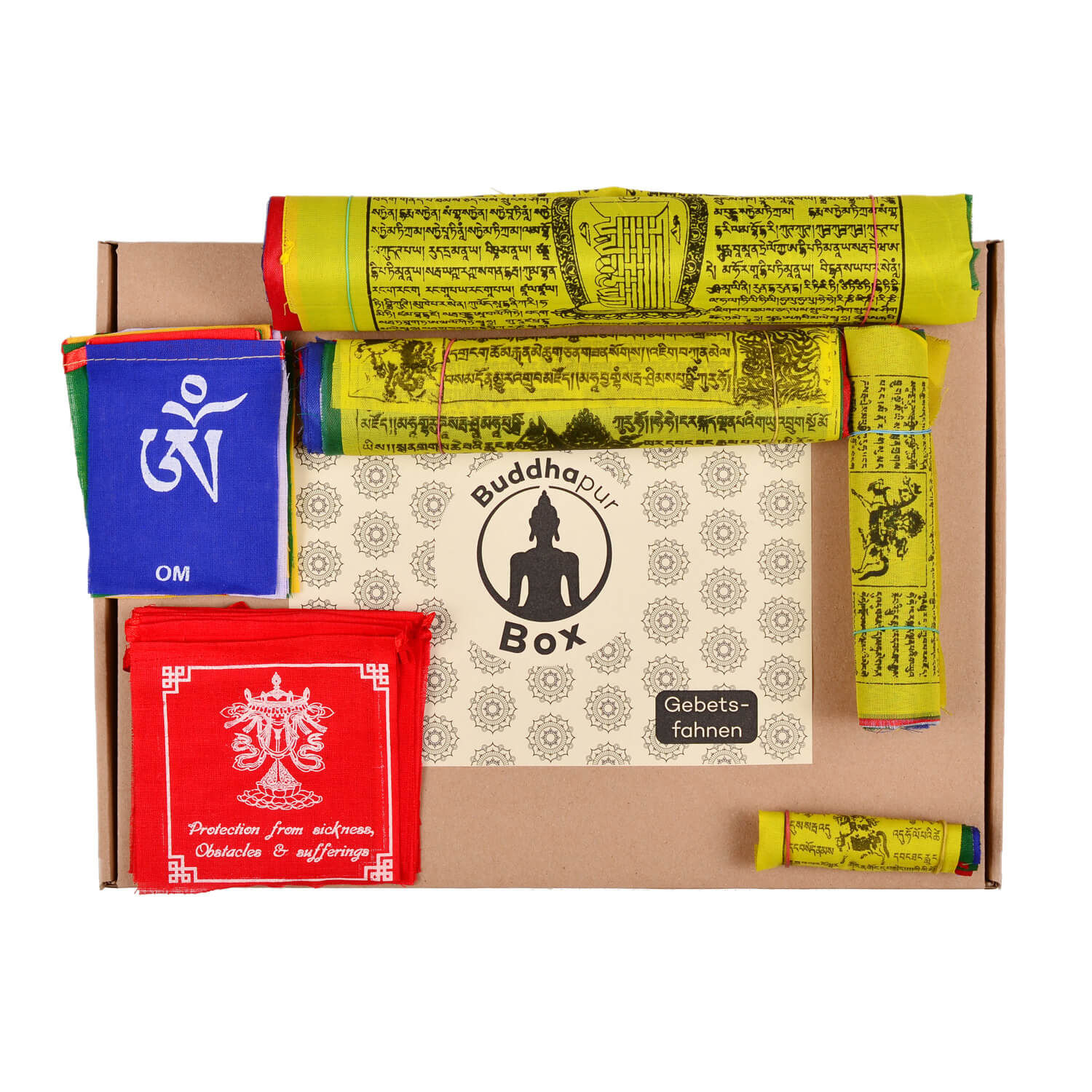 Buddhpur Box Gebetsfahnen: Inhalt auf Verpackung
