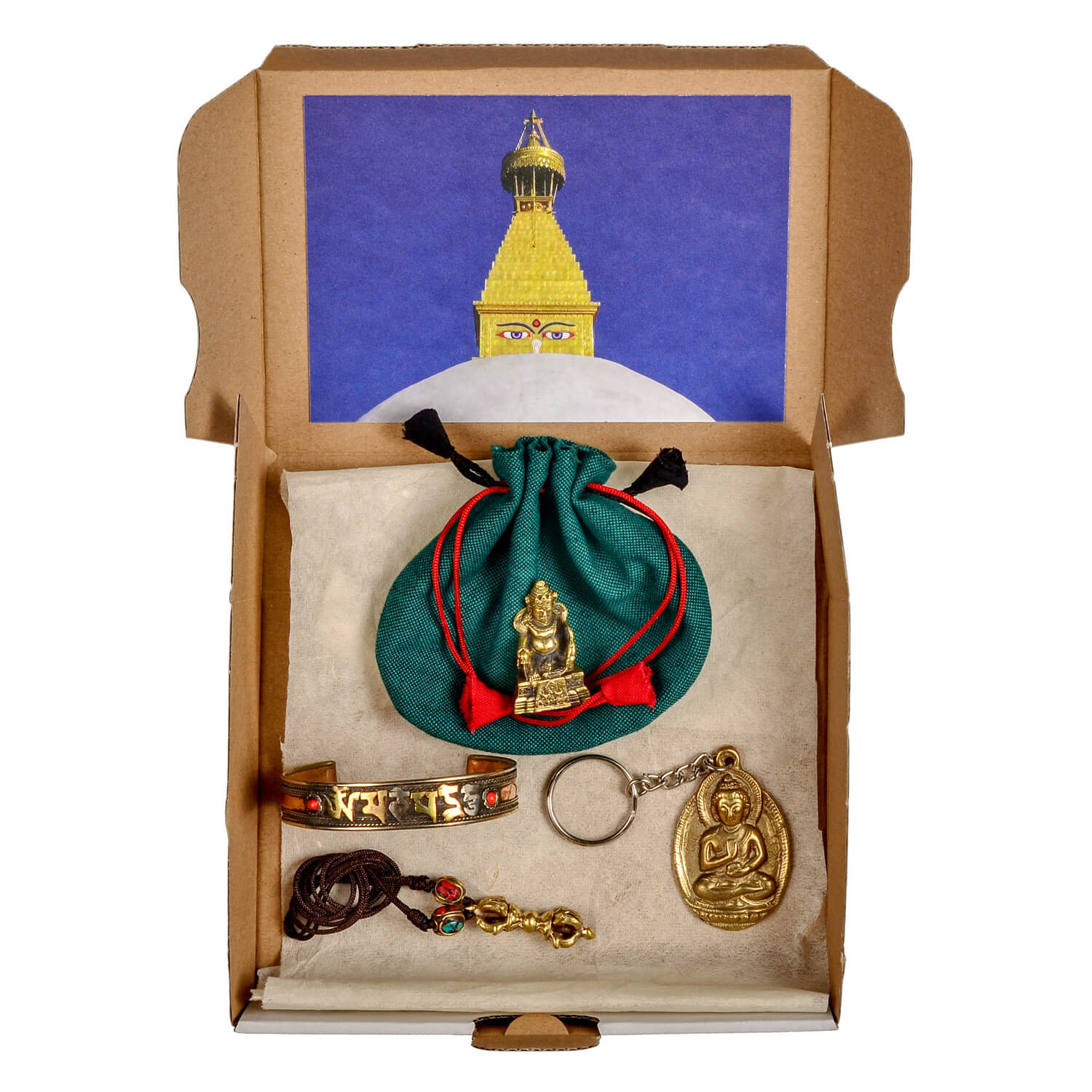Buddhapur Box Talisman: Inhalt in Verpackung