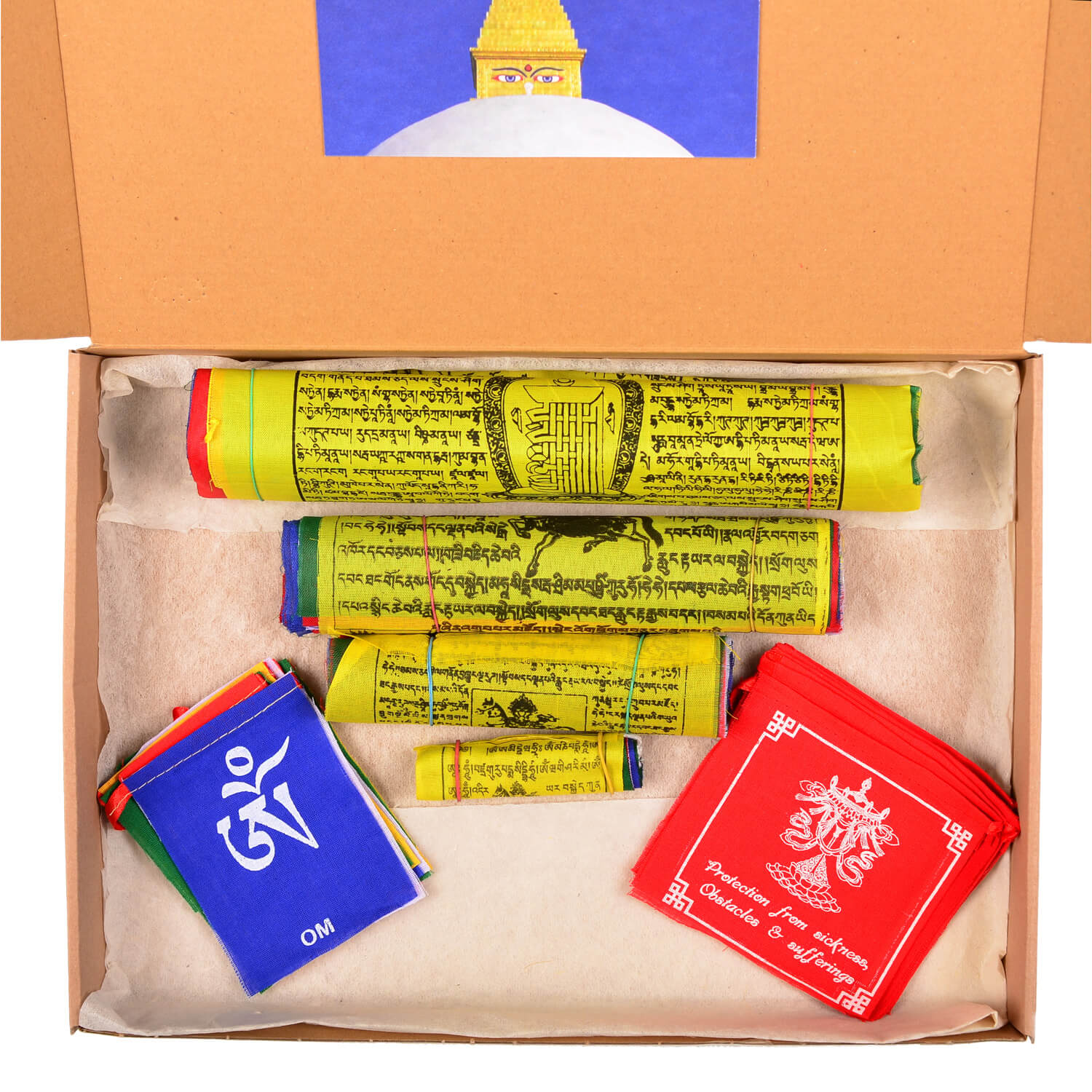 Buddhpur Box Gebetsfahnen: Inhalt in Verpackung