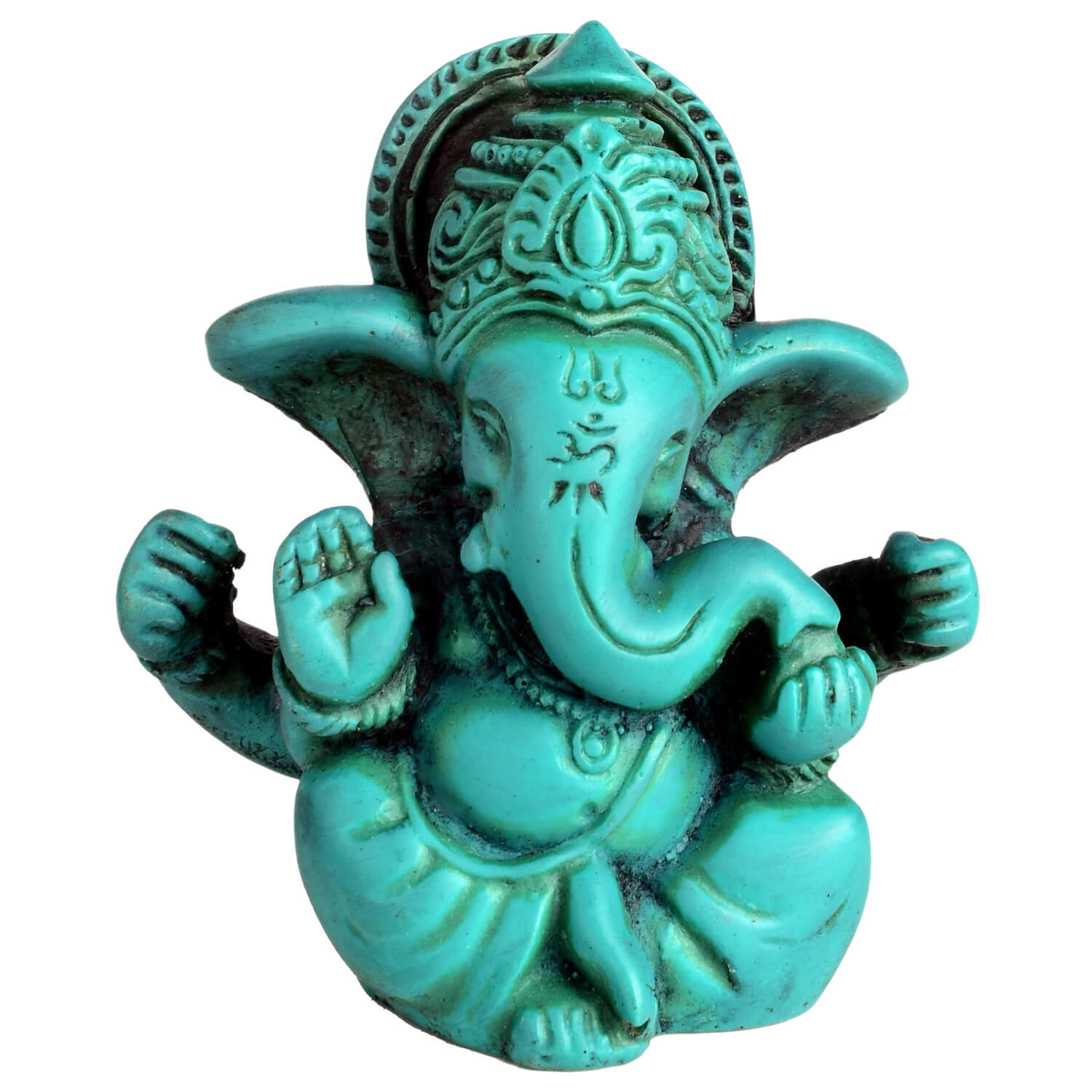 Ganesha-Statue-Tuerkis-Resin Buddhpur Box Ganesha: Ganesha Statue aus Resin