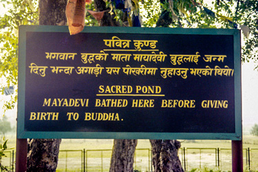 Buddha Geburtsort Lumbini Schild