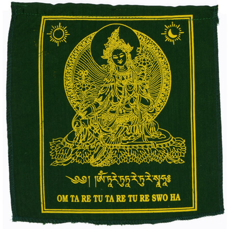 Gebetsfahnen Tara in Grün - Verwendung Hilfe