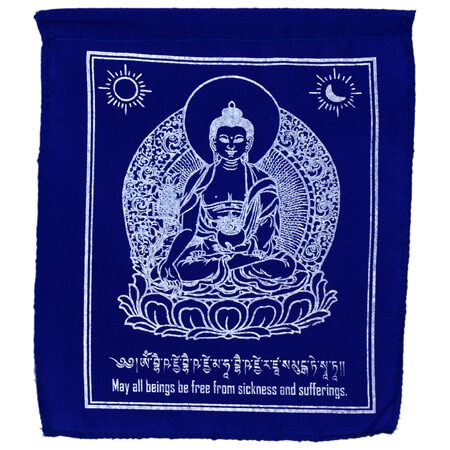 Gebetsfahnen Medizinbuddha Blau Verwendung Krankheit