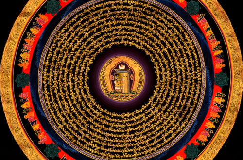 Thangka Kalachakra Mandala Mantra Ausschnitt