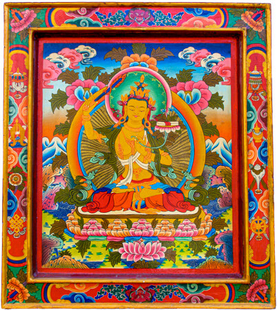 Thangka Manjushri auf Holztafel