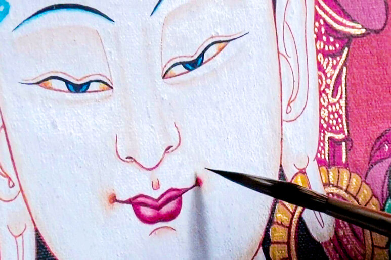 Thangka Malerei Buddha Gesicht Zeichnen