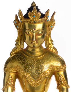 Akshobhya Buddhafigur mit Krone gold