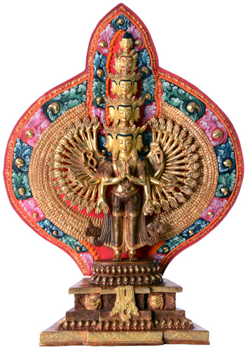 Avalokiteshvara Statue Feuervergoldet
