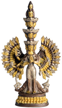 Avalokiteshvara Statue Gold-Silber