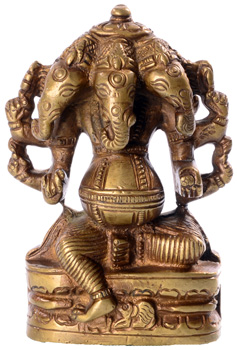 Ganesha Heremba Statue mit fünf Köpfen aus Messing