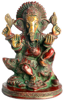 Ganesha Statue sitzend auf Reittier