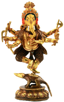 Ganesha Tanzend Nrtta Ganapati Statue Feuervergoldet