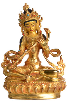 Saraswati Statue Vollfeuervergoldet