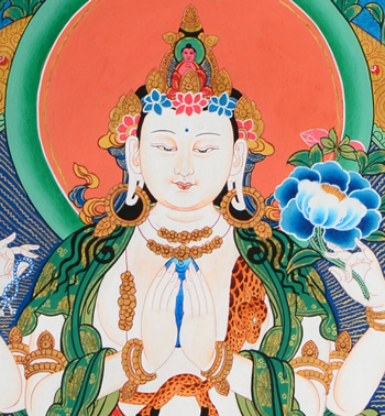 Thangka Avalokiteshvara Darstellung Sadaksari Lokeshvara